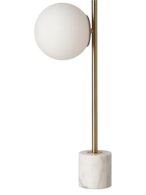 NEW Modern Marble & Brass Table Lamp with White Globe Shade